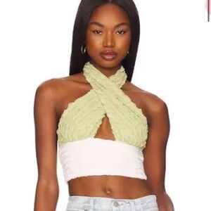 More to Come top (from Revolve) Nwot Francesca Halter Top in Green and White